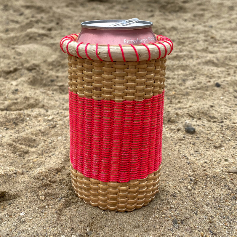 Neon Pink Open Weave Koozie - Standard 12oz