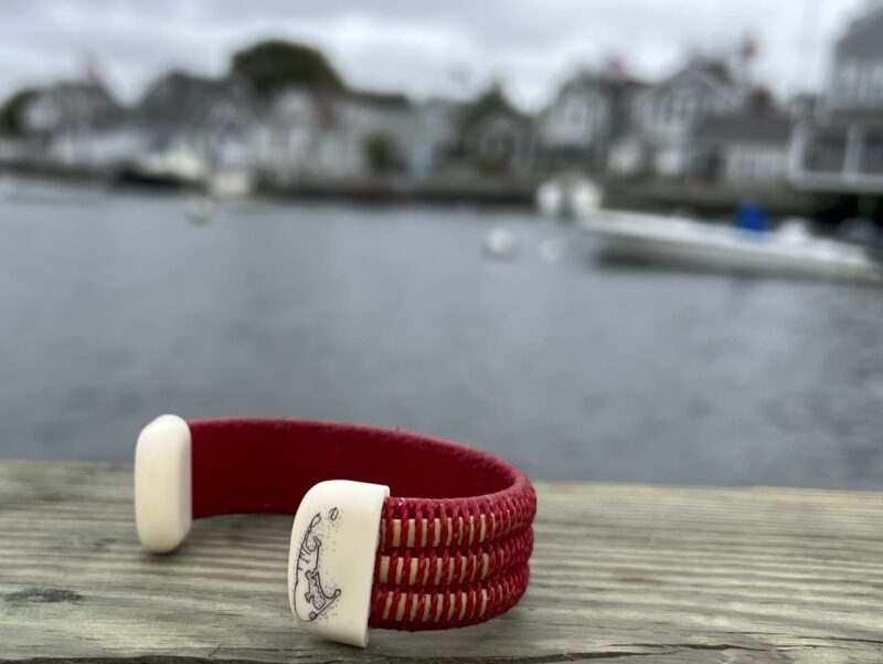 Sankaty Red 3/4" Cuff + White 'Nantucket' Endcaps