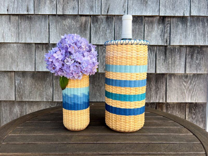 Ombre Blue Multi-Stripe - Nantucket Basket Wine Cooler - Image 3