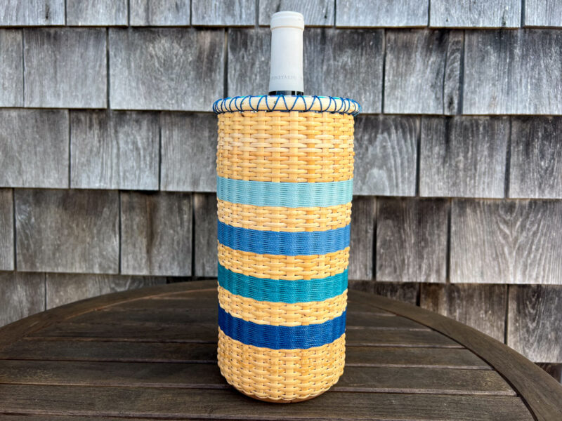 Ombre Blue Multi-Stripe - Nantucket Basket Wine Cooler